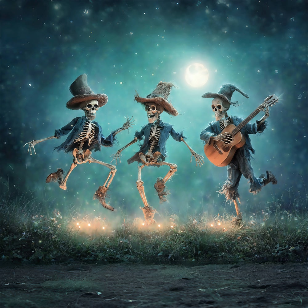Gespenstische Halloween Kulisse Skelett Hoedown Mondlicht Kulisse MRR7-50