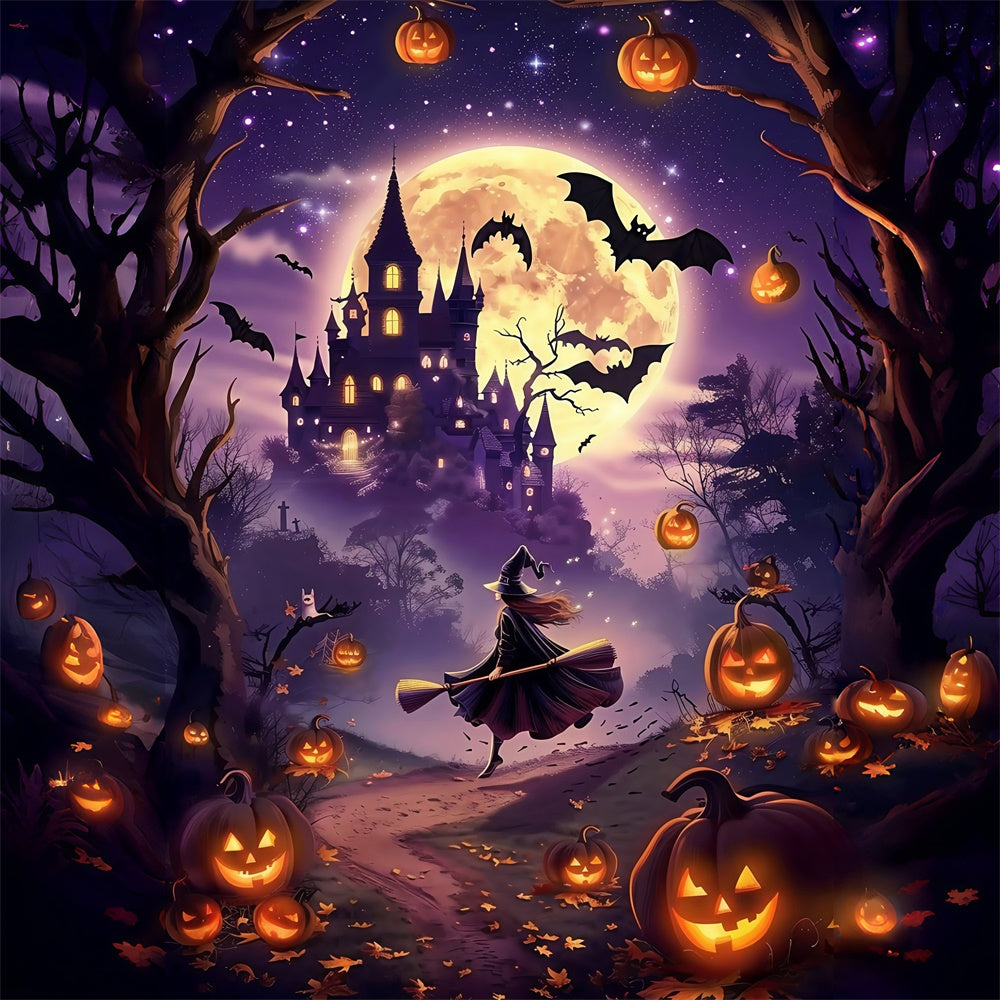 Halloween-Hexen-Hintergrundkulisse Mondlicht-Zauberfahrt-Hintergrundkulisse MRR7-51