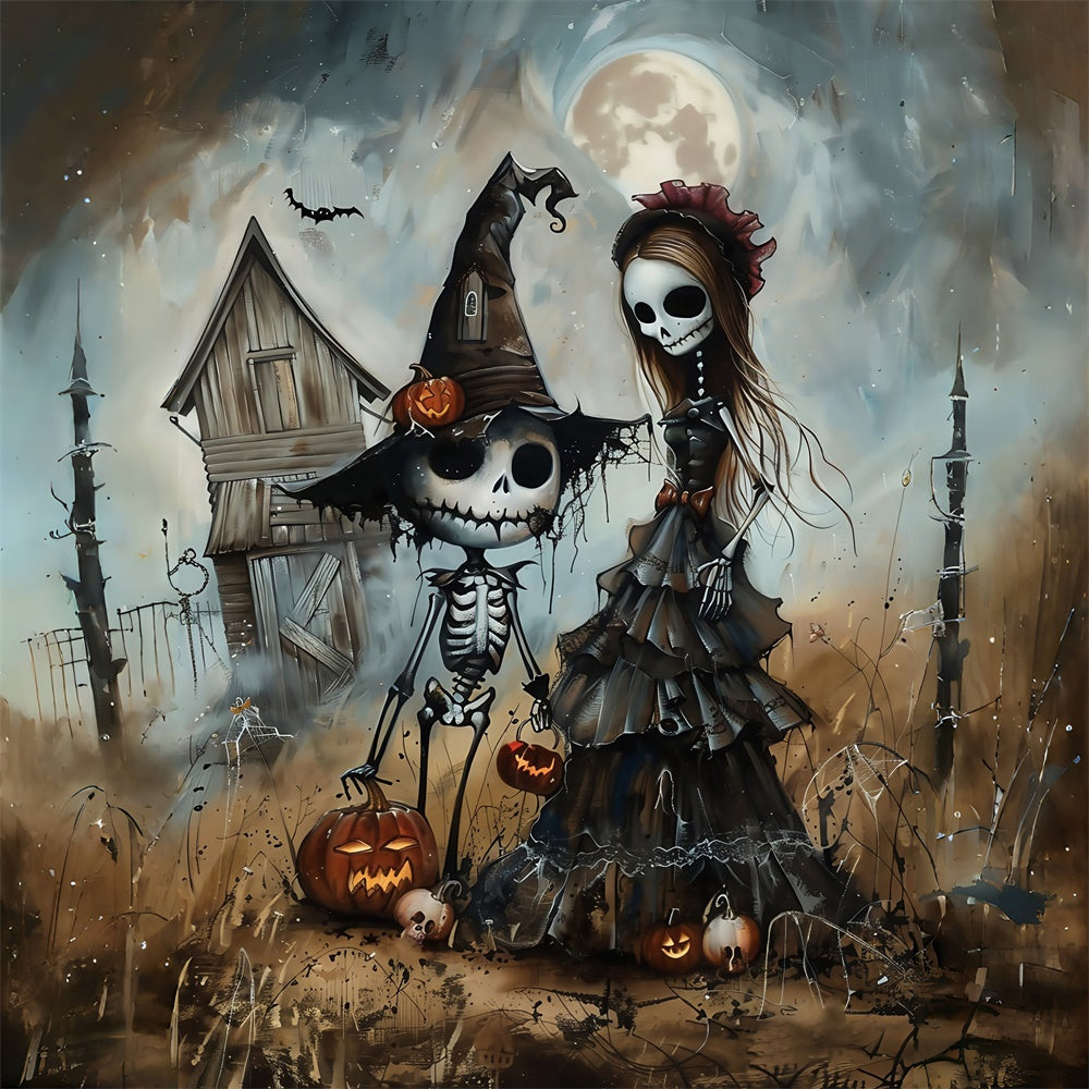 Halloween Fotografie Hintergrund Mondlicht Makabre Paar Hintergrund MRR7-54