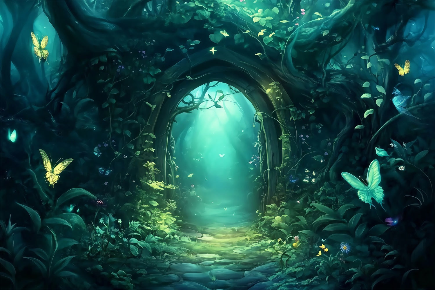 Enchanted Forest Backdrops Dämmerung Schmetterling Arch Foto Hintergrund MRR7-91