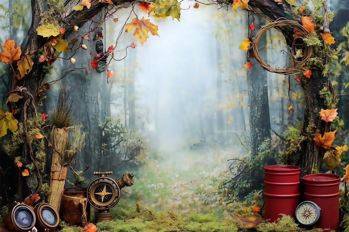 Wald Fotokulisse Rustikaler Herbstpfad Hintergrund MRR7-95