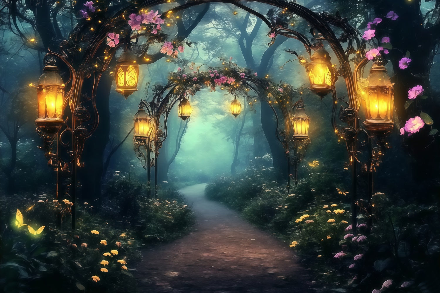 Enchanted Forest Backdrops Floral Arch Glow Foto Hintergrund MRR7-96