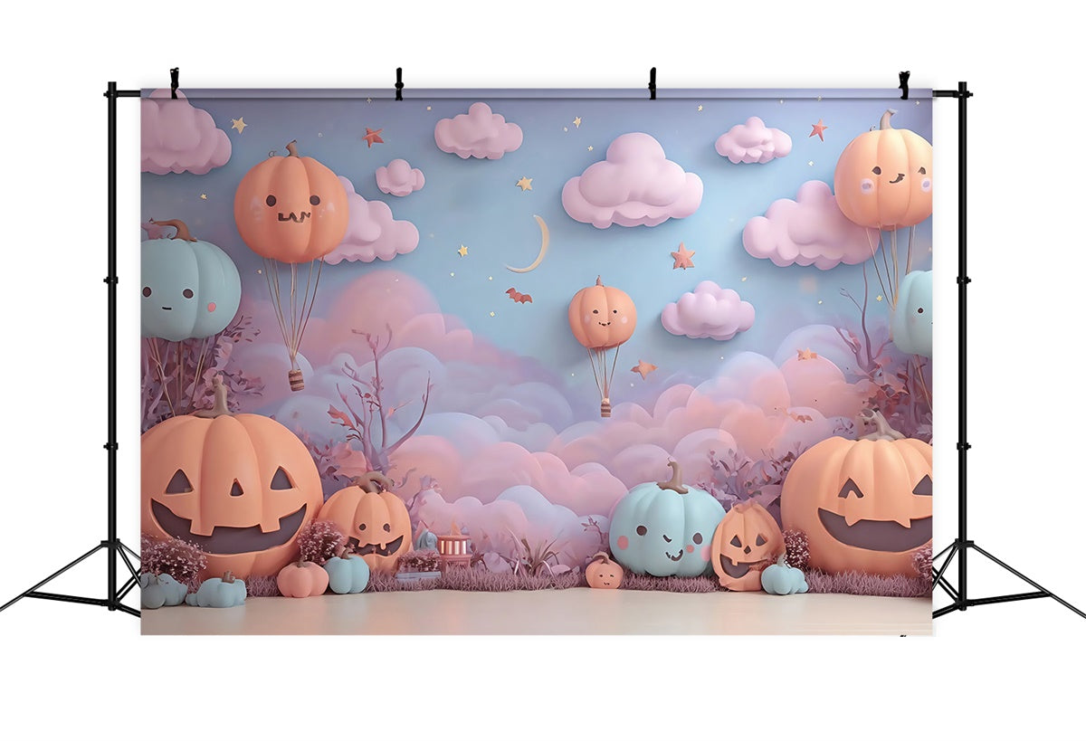 Halloween Backdrops Kürbis Heißluftballon Wolken Sterne Kinder Foto Hintergrund MRR8-12