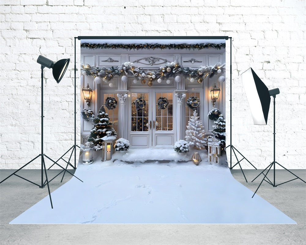 Weiße Weihnachten Backdrop Vintage Warmes Licht Weihnachten Tor Weihnachten Studiohintergrund Verkauf MRR8-122