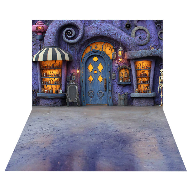 Halloween Hexenladen Foto Hintergrund+Lila Grunge Textur Boden Foto Hintergrund MRR8-146