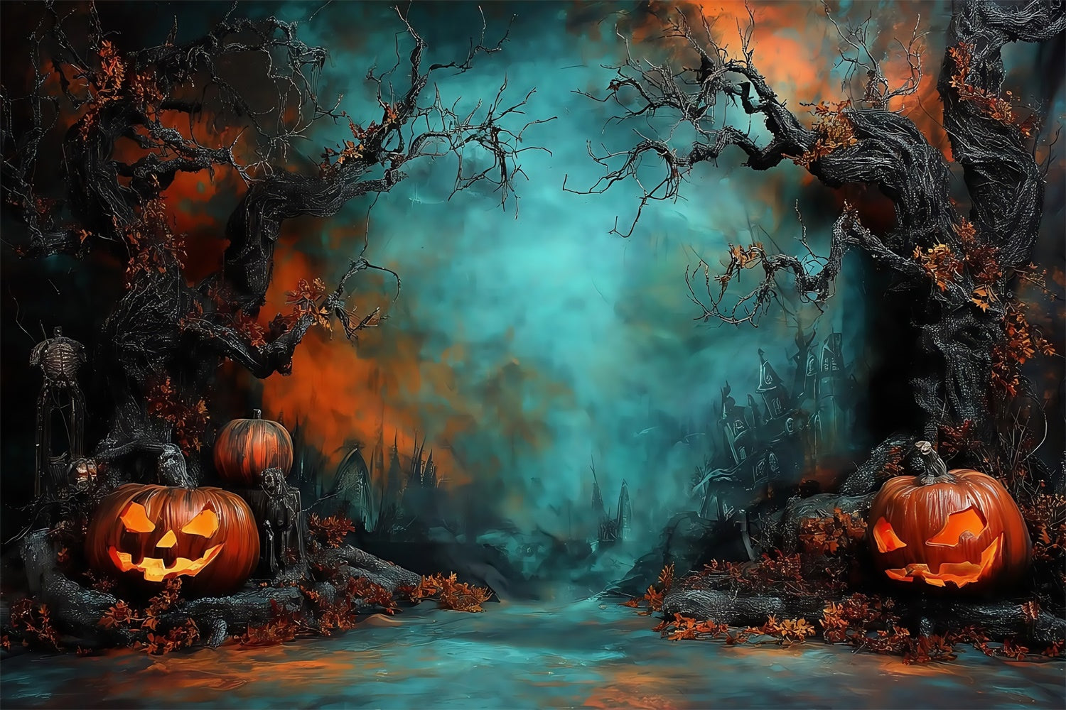 Halloween Wandhintergrund Gruseliger Wald Halloween Fotohintergrund MRR8-2