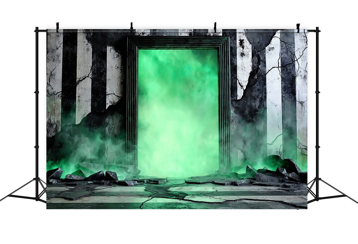 Halloween Wandhintergrund Neongrün Portalruinen Halloweenfotohintergrund MRR8-20