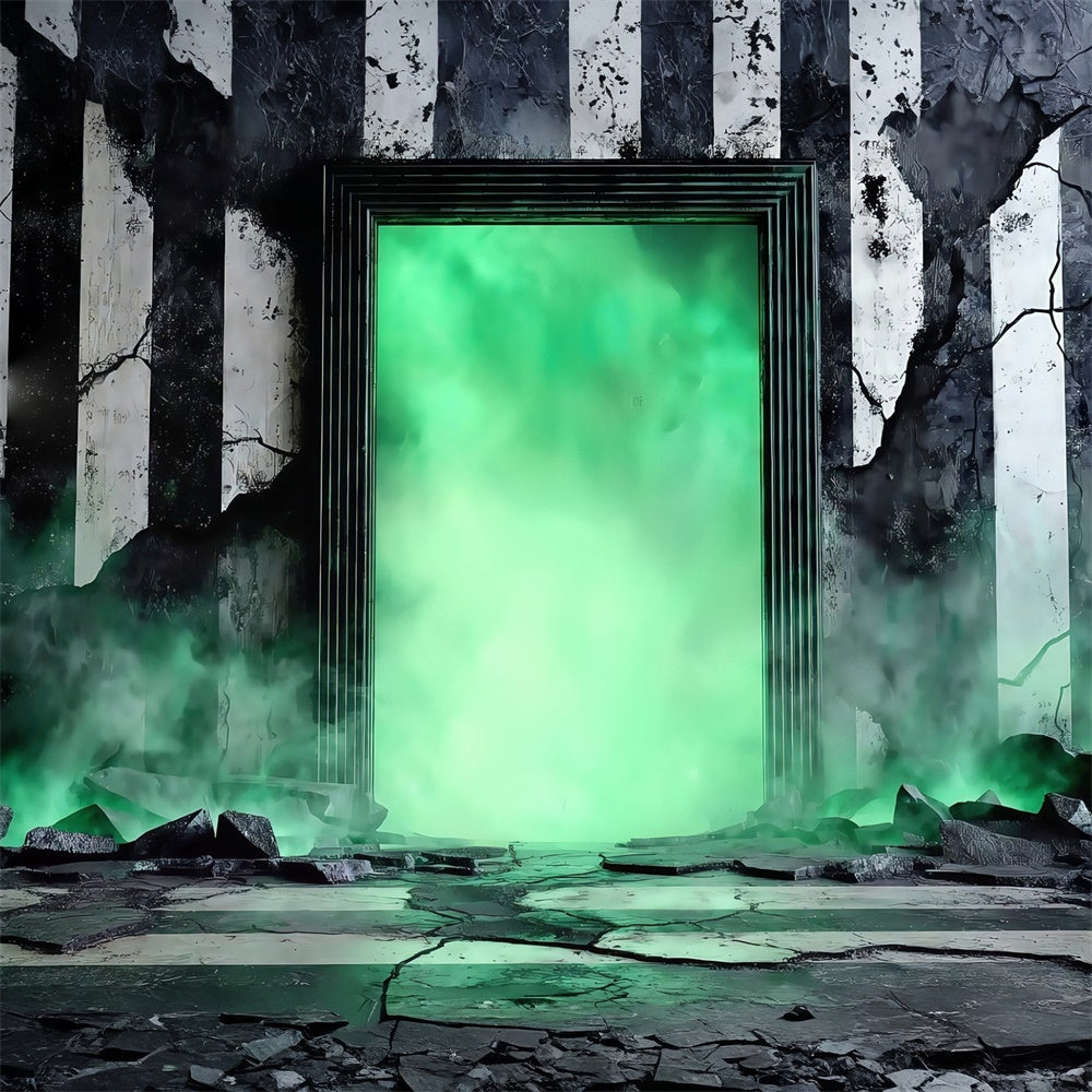 Halloween Wandhintergrund Neongrün Portalruinen Halloweenfotohintergrund MRR8-20