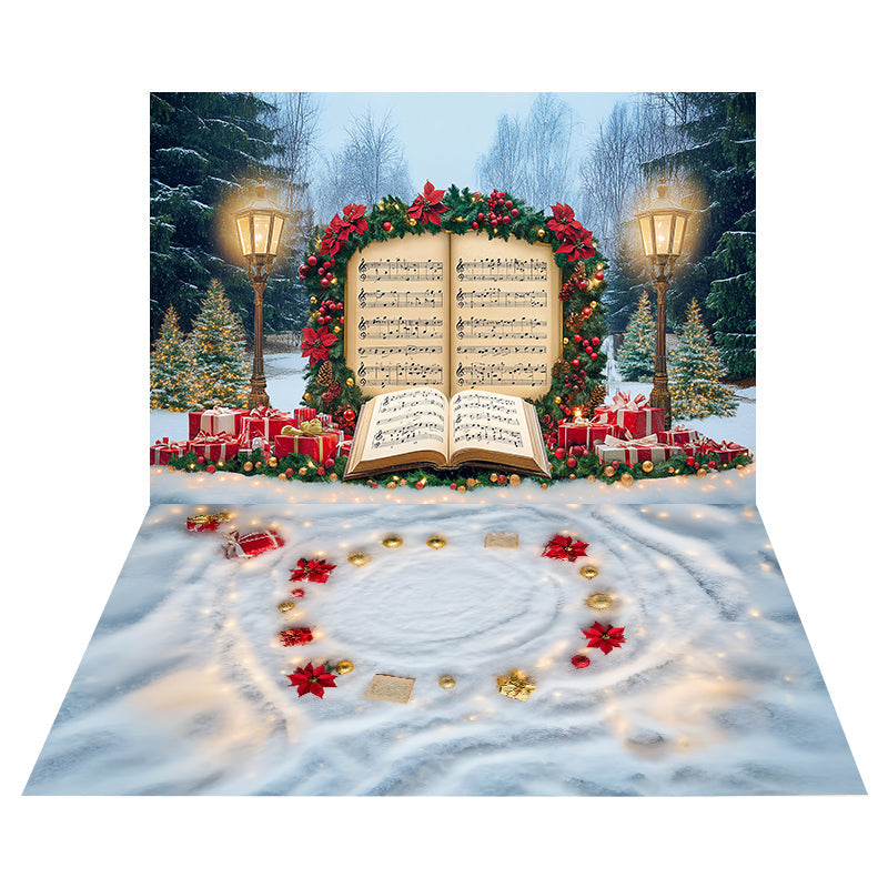 Holiday Music Harmony Foto Hintergrund + Snow Lights Christmas BodenFoto Hintergrund MRR8-200