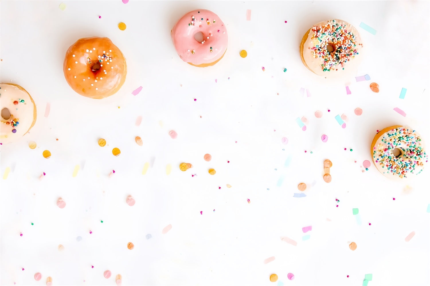Cake-Smash Fotohintergrund Bunte Donuts Süßes Konfetti Geburtstagshintergrund MRR8-267