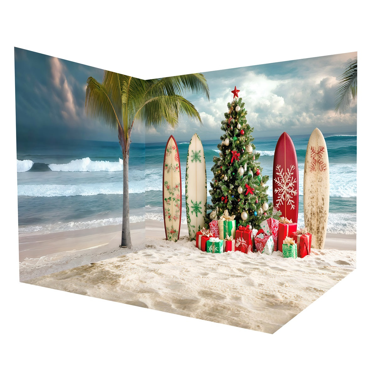 Weihnachts-Fotohintergrund Tropischer Meeresstrand Fotohintergrund-Raumset MRR8-284