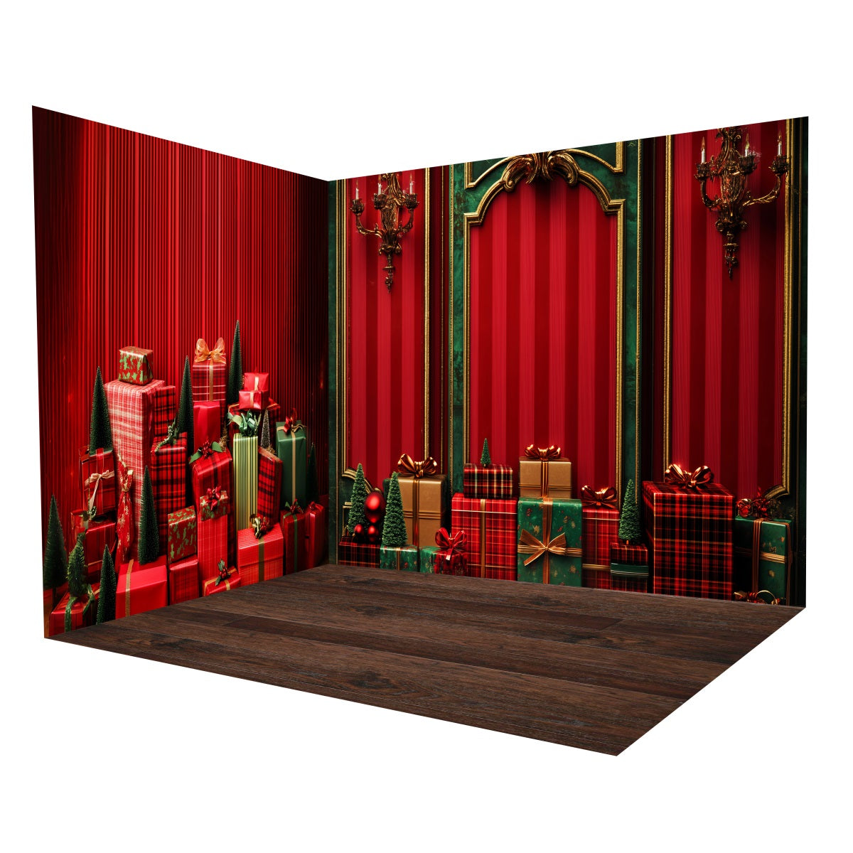 Weihnachtsfotohintergrund-Ideen Rote Vintage-Wand Fotohintergrund-Raumset MRR8-301