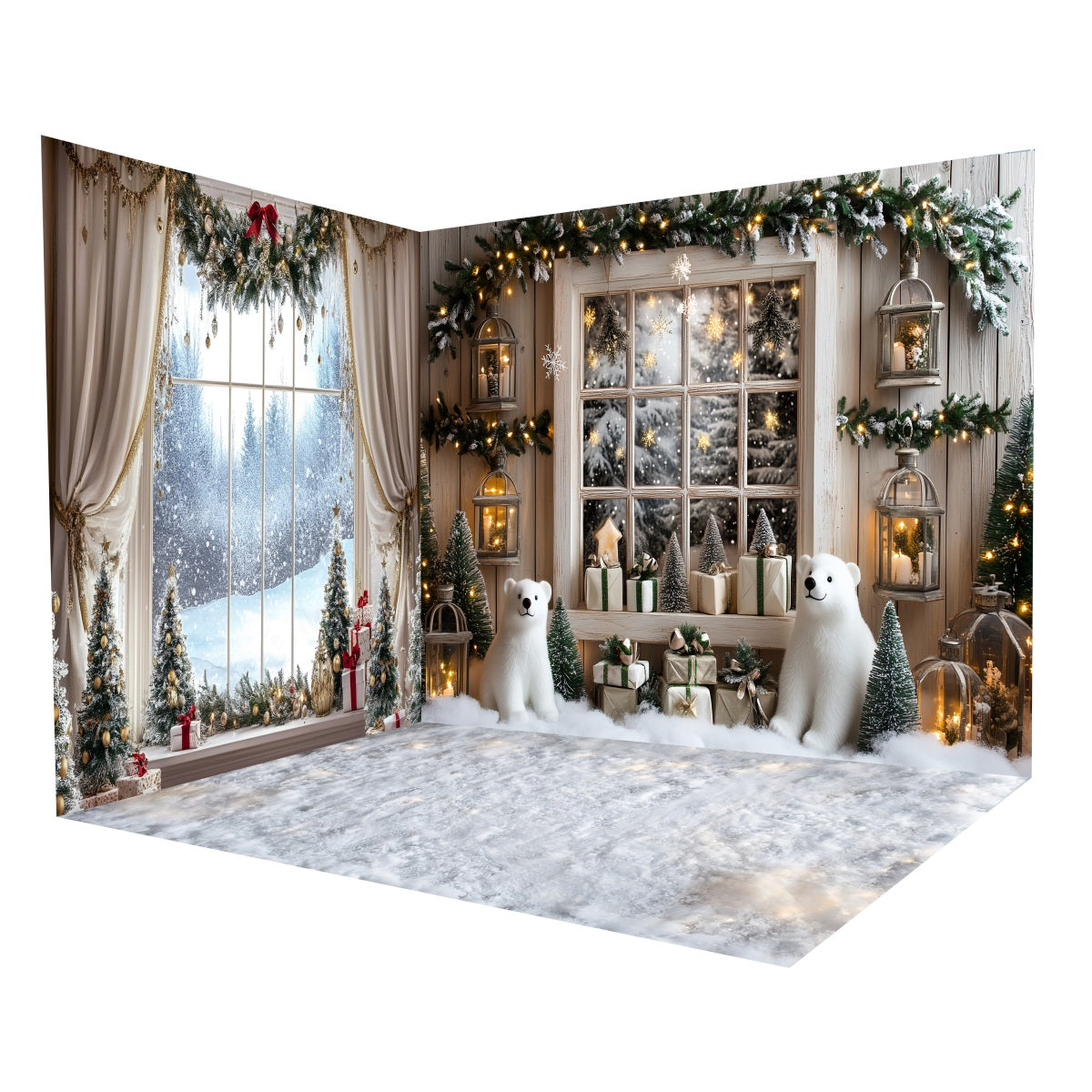 WeihnachtsStudio Hintergründe Winter-Schnee-Schaufenster Fotohintergrund-Raumset MRR8-303
