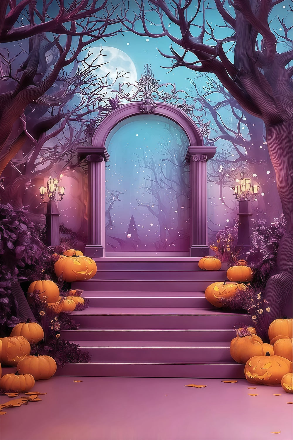 Halloweenkulissen Fantasiewald Mystery Arch Halloween Foto Hintergrund MRR8-35