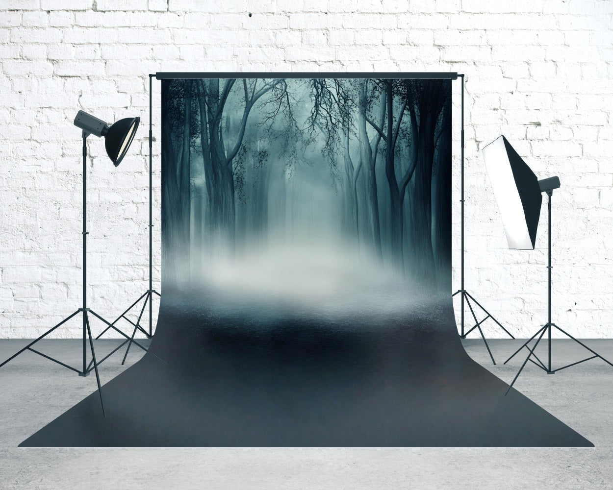 Gruselige Halloween Foto Hintergründe Nebliger Totholz Wald Sweep Hintergrund MRR8-60