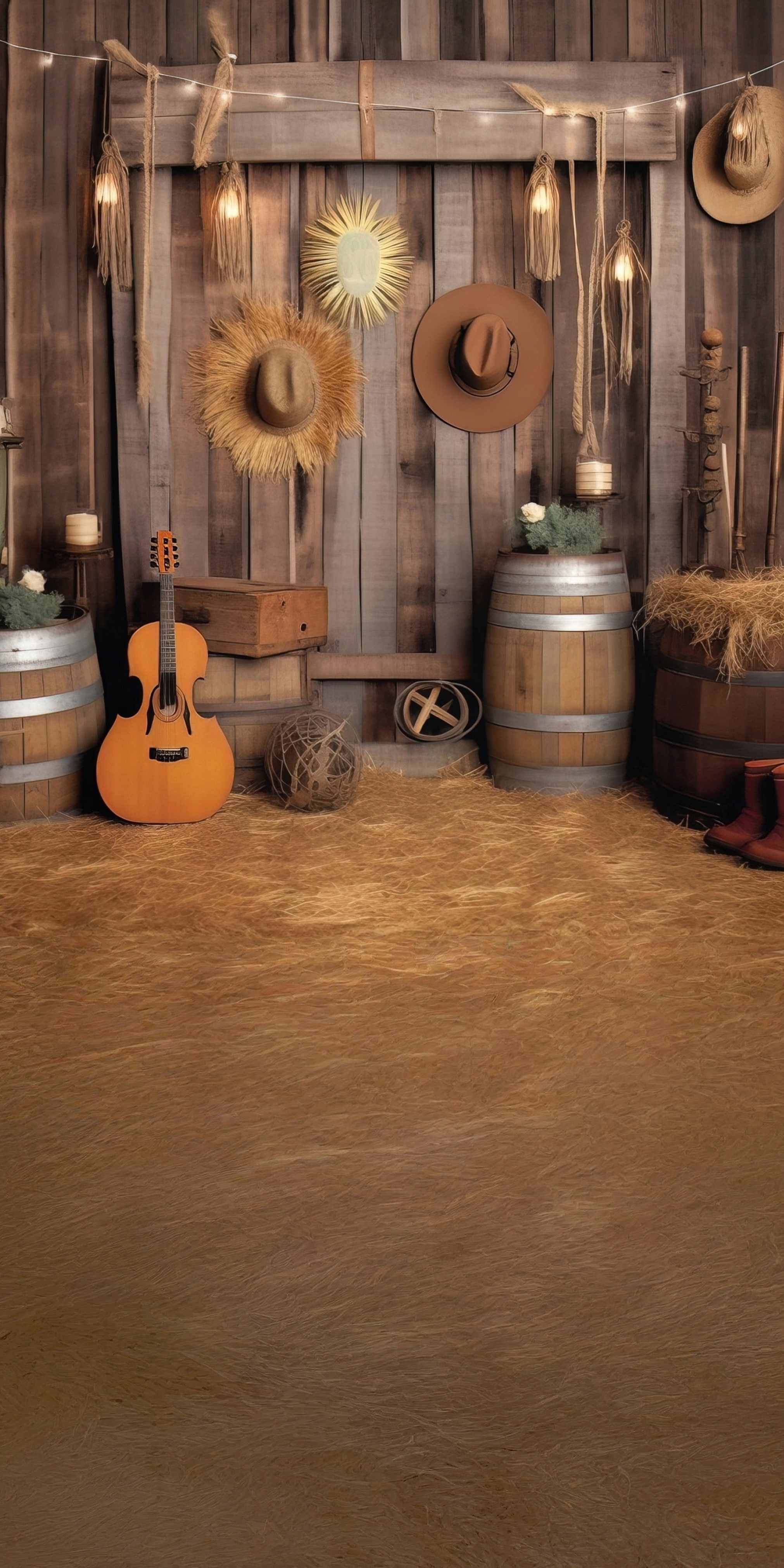 Cowboy-Fotohintergrund Western-Gitarre Scheune Ernte-Kehrer Fotohintergrund MRR8-78