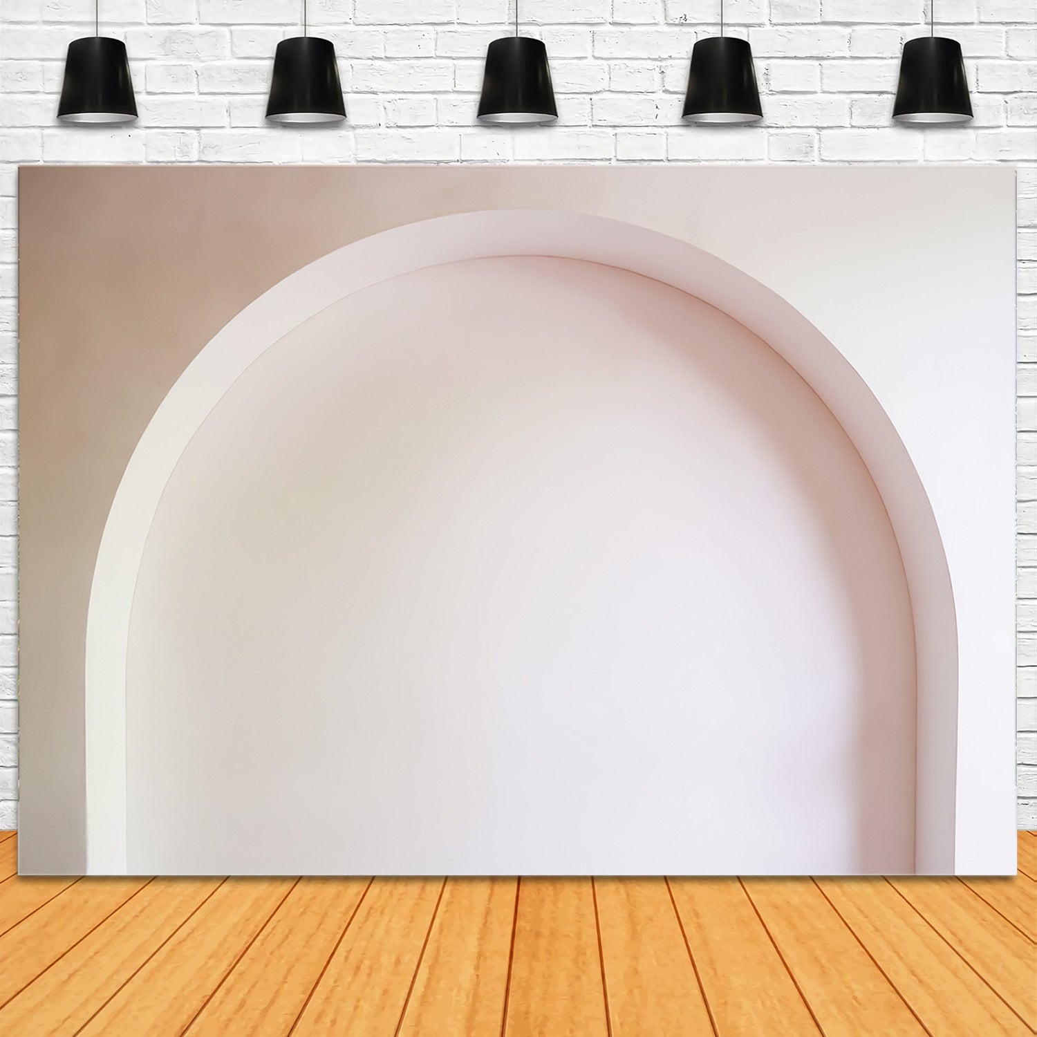 Boho-Fotohintergrund Minimalistischer, weicher, weißer Bogenrahmen Bohemian-Fotohintergrund MRR9-109