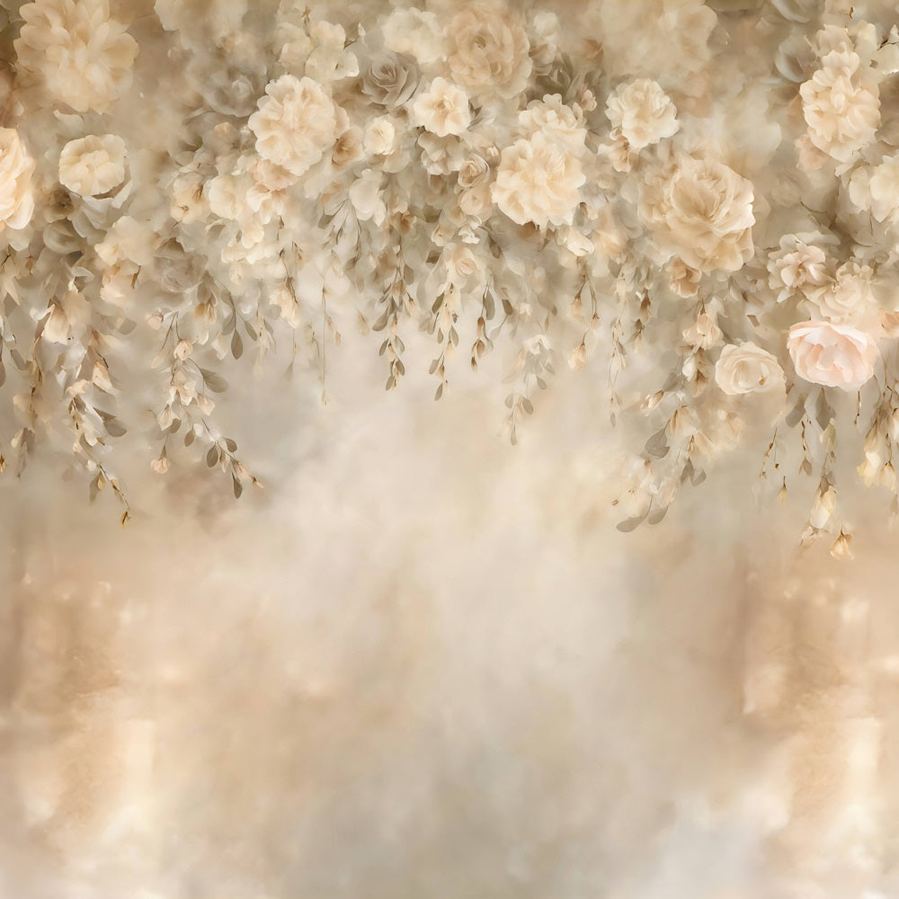 Vintage-Fotohintergrund Beige Hängende Blumenkaskade Klassischer Fotohintergrund MRR9-115