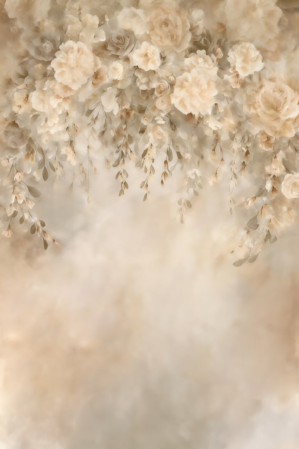 Vintage-Fotohintergrund Beige Hängende Blumenkaskade Klassischer Fotohintergrund MRR9-115