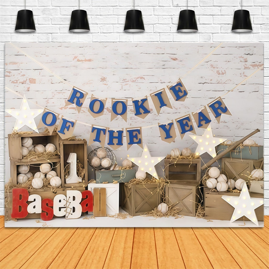 Fotohintergrund für den 1. Geburtstag Baseball-Rookie-Feier Cake Smash-Fotohintergrund MRR9-117
