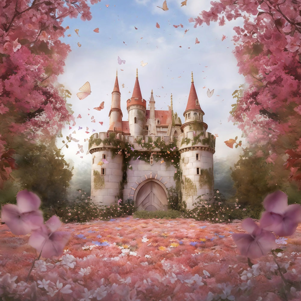 Fotohintergrund Schloss Märchen Schmetterlingsschloss Fotohintergrund für Neugeborene MRR9-118