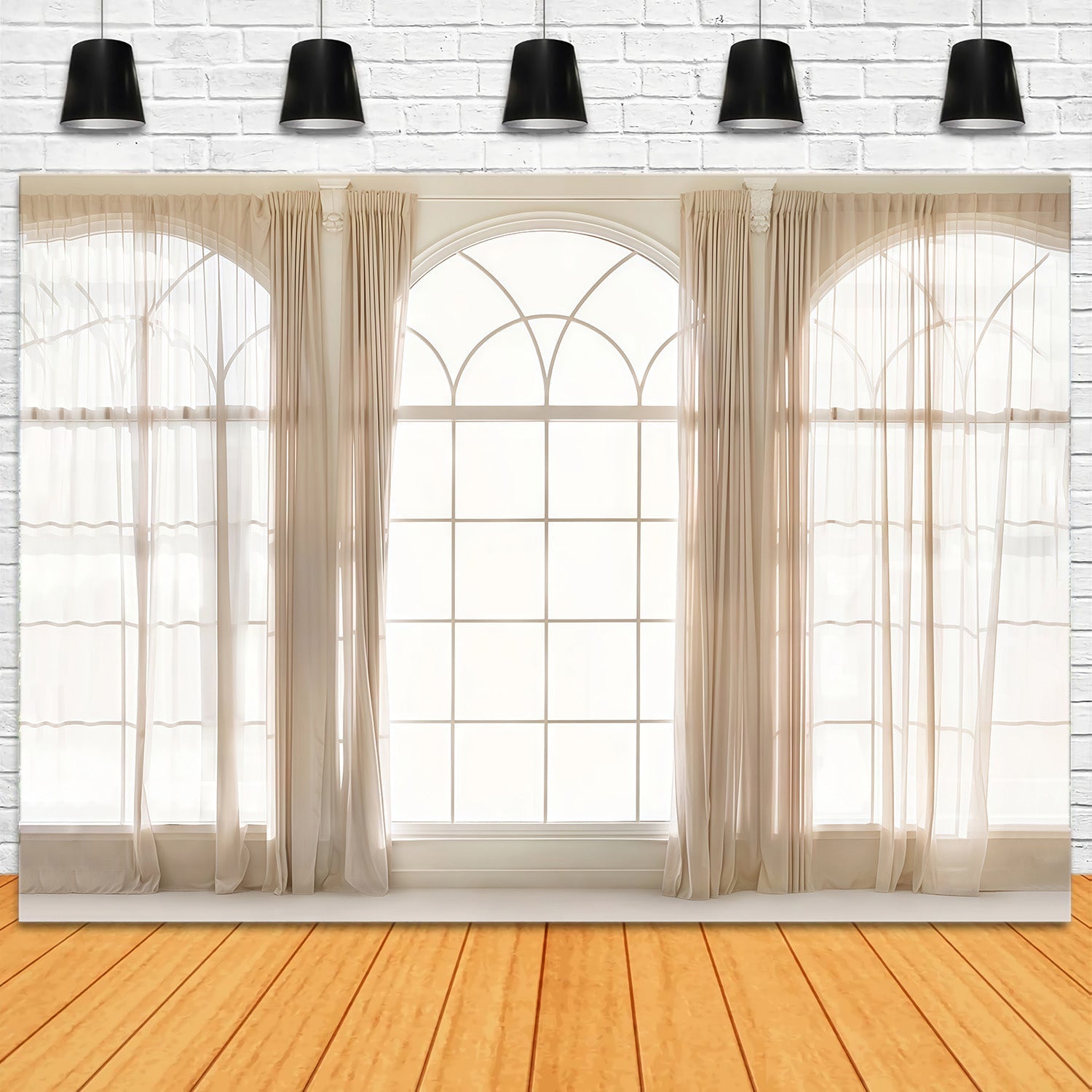 Vintage-Fotohintergrund Elegante transparente Fenstervorhänge Vintage-Studiohintergründe MRR9-120