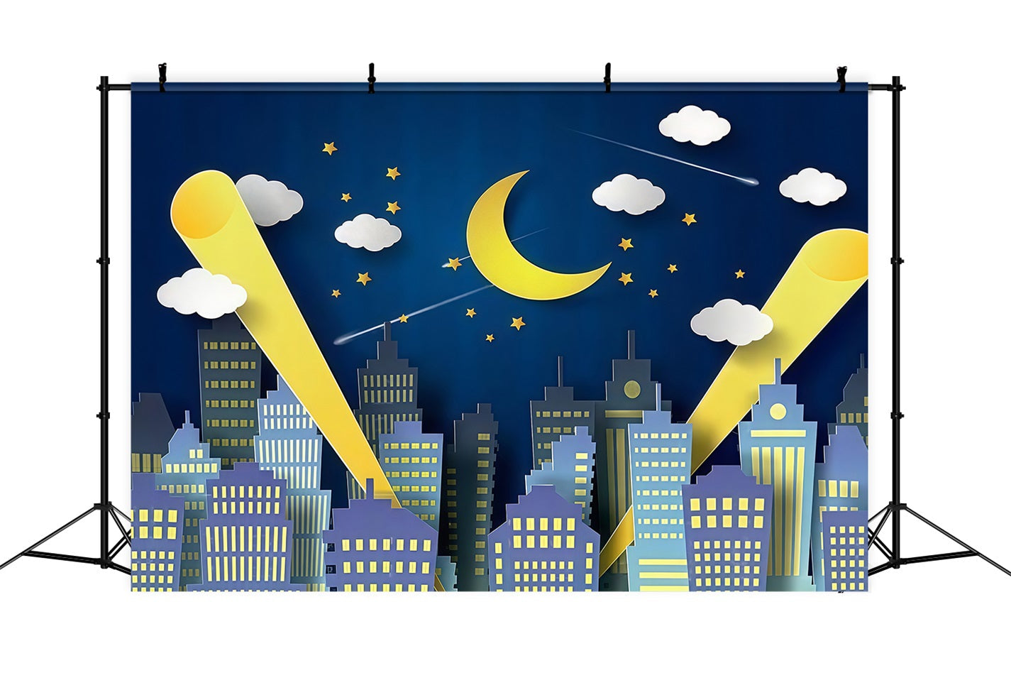 Neugeborenen-Fotohintergründe Nachtstadt Skyline Mondlicht Kinderhintergrund MRR9-128