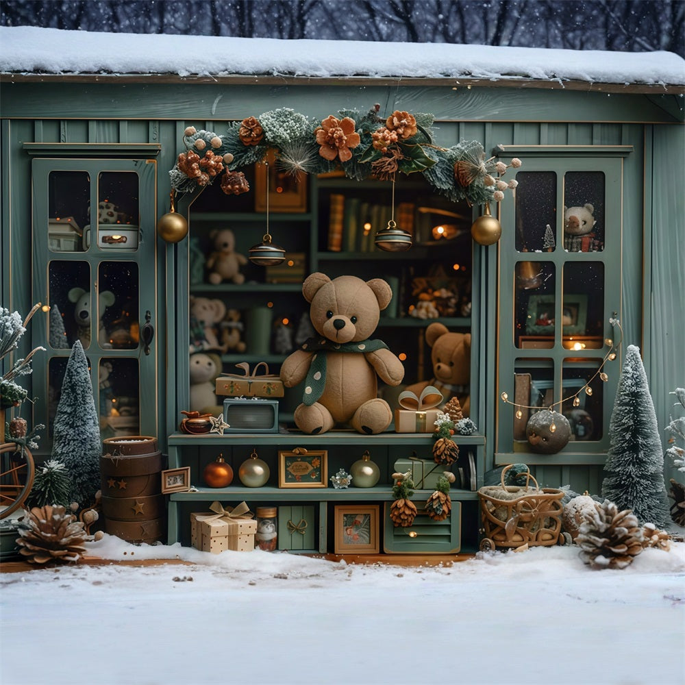 Weihnachtsfoto-Fotohintergrund Teddybär Weihnachtsschaufenster Weihnachtshintergründe MRR9-130