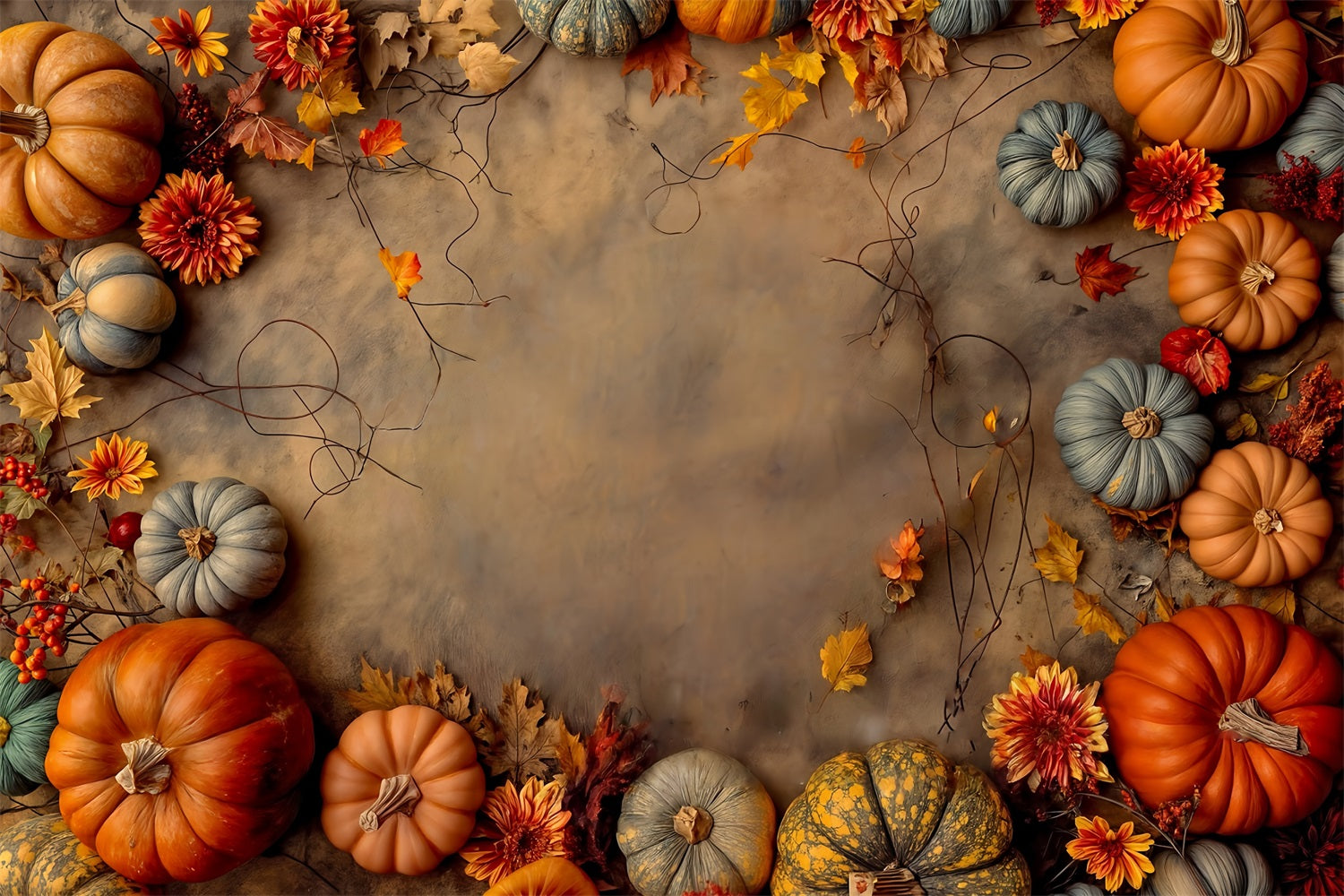 Herbst-Fotohintergrund Kürbisernte Herbstarrangement Herbst-Fotohintergrund MRR9-132