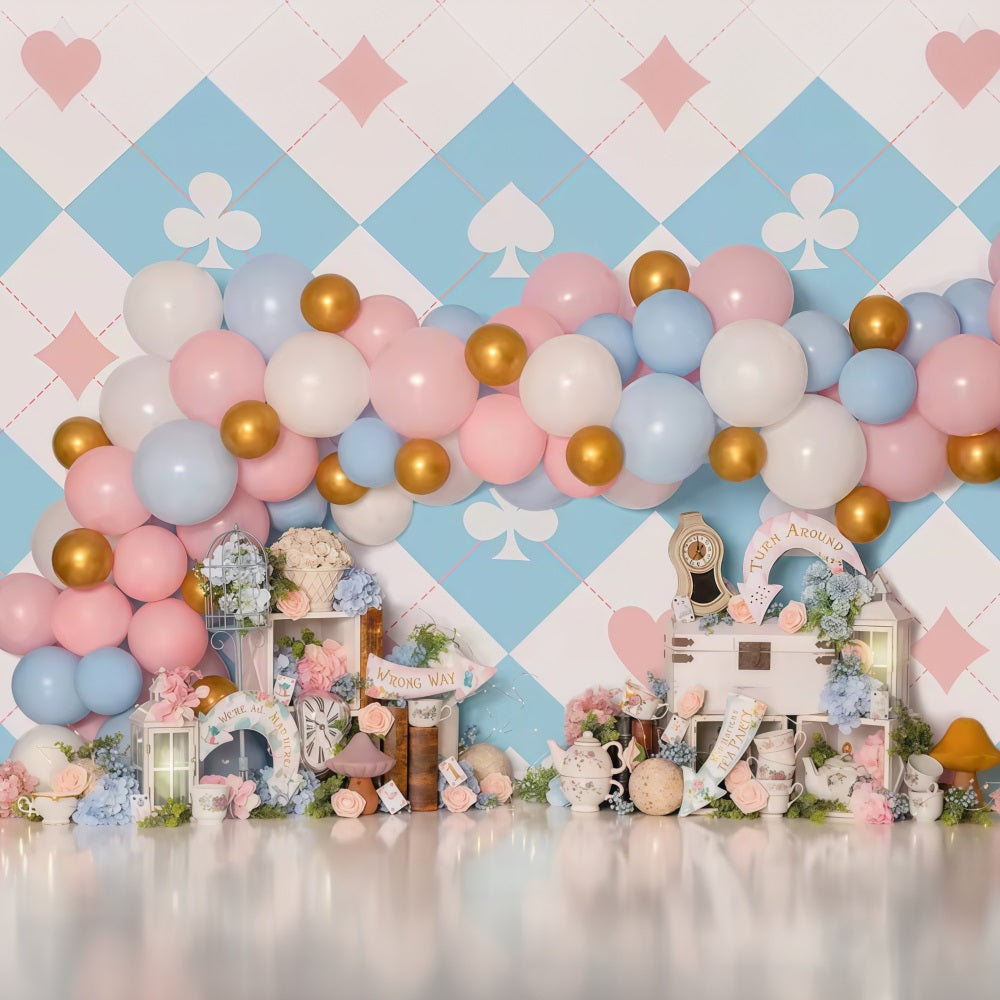 Neugeborenen-Fotohintergrund Pastellfarbenes Wunderland Ballons Kinder-Fotohintergrund MRR9-133