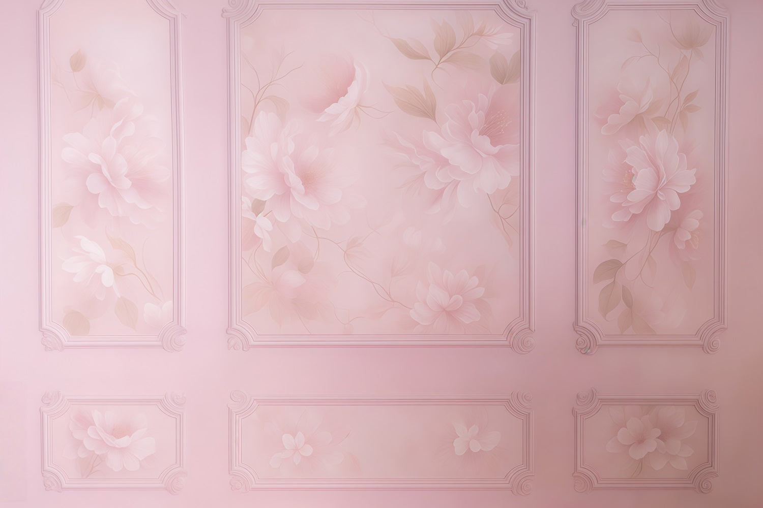Vintage-Wandhintergrund Rosa Blumen Elegante Wandpaneele Vintage-Fotohintergrund MRR9-134