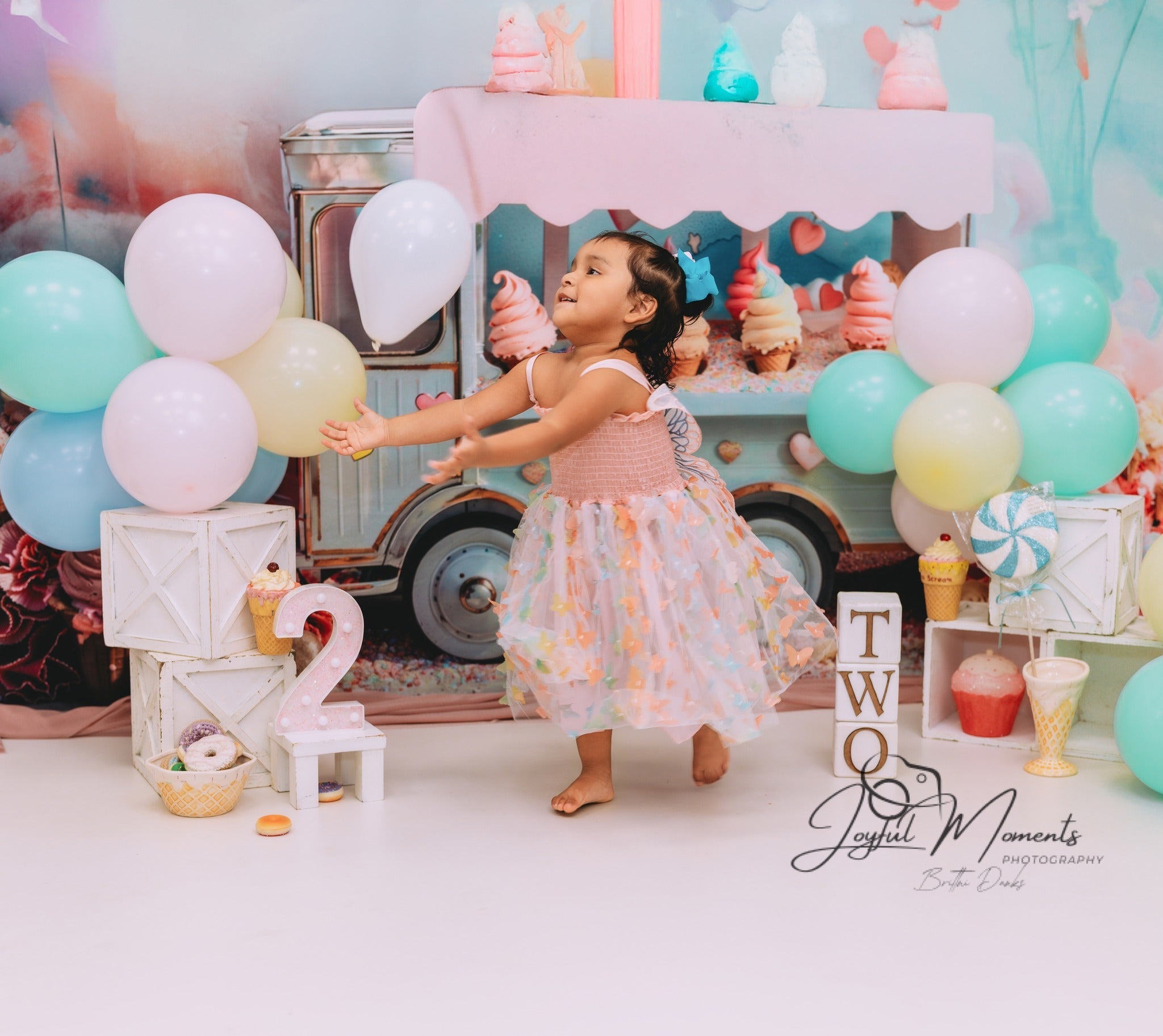 Neugeborenen-Fotohintergrund Pastellfarbener Eiswagen Süßigkeiten Kinder-Fotohintergrund MRR9-14