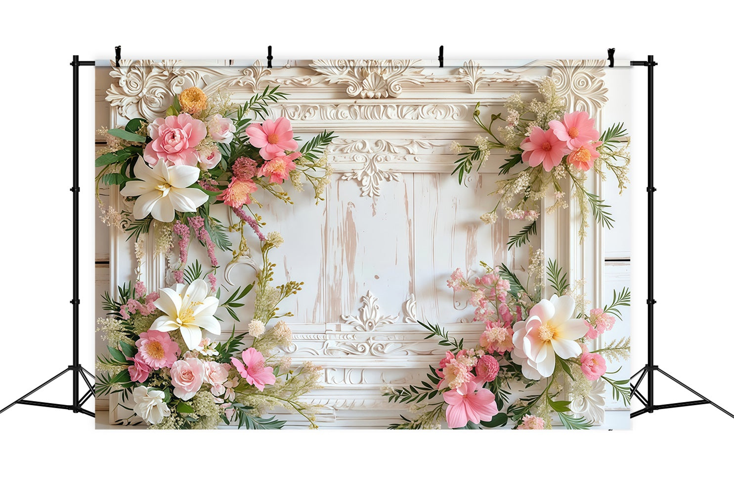 Vintage-Fotohintergrund Klassischer Rahmen Blumengirlande Vintage-Wand-Fotohintergrund MRR9-19