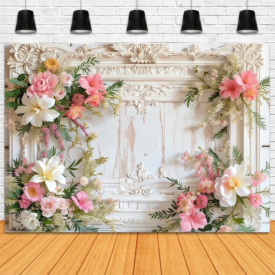 Vintage-Fotohintergrund Klassischer Rahmen Blumengirlande Vintage-Wand-Fotohintergrund MRR9-19