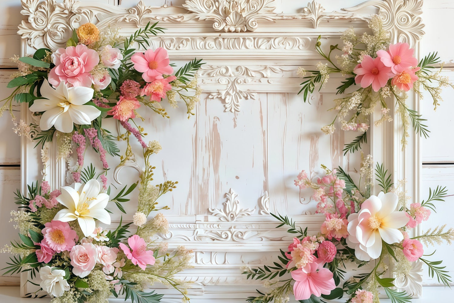 Vintage-Fotohintergrund Klassischer Rahmen Blumengirlande Vintage-Wand-Fotohintergrund MRR9-19