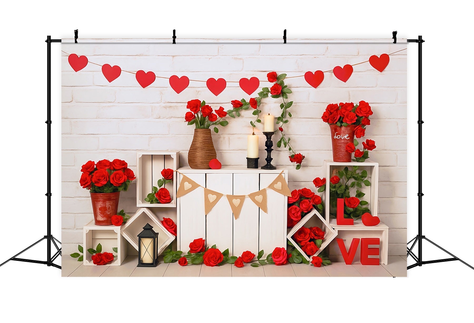 Valentinstag-Hintergründe Rote Rosen Herzen Liebesdekoration Valentinstag-Fotohintergrund MRR9-2