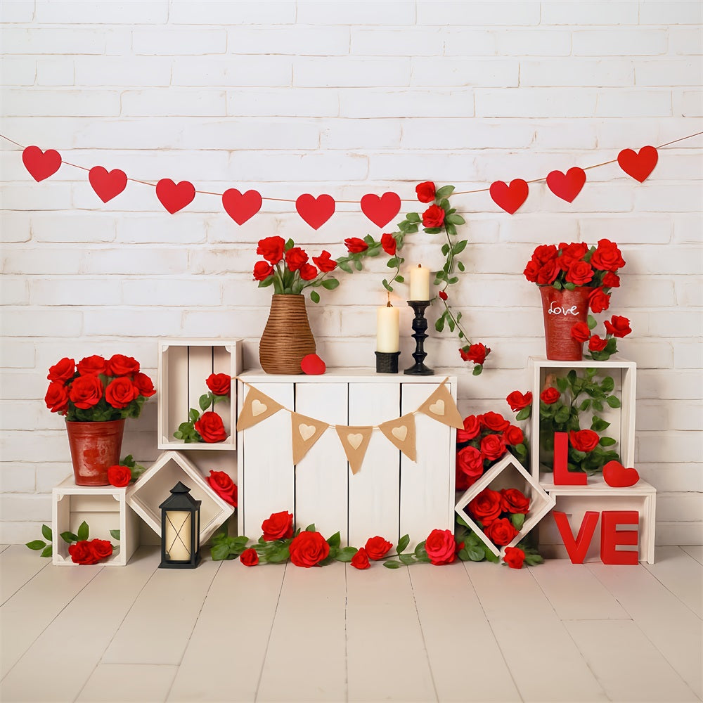 Valentinstag-Hintergründe Rote Rosen Herzen Liebesdekoration Valentinstag-Fotohintergrund MRR9-2