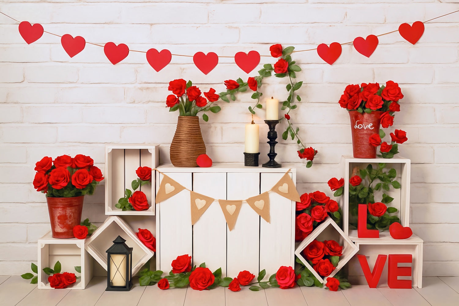 Valentinstag-Hintergründe Rote Rosen Herzen Liebesdekoration Valentinstag-Fotohintergrund MRR9-2
