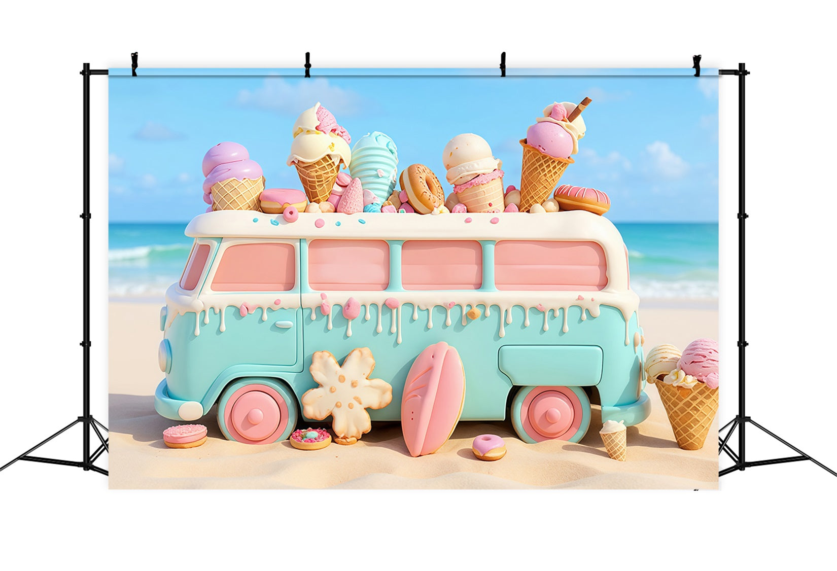 Neugeborenen-Foto-Fotohintergrund Süßigkeiten Pastellfarbenes Eiswagen Kinder-Hintergründe MRR9-20