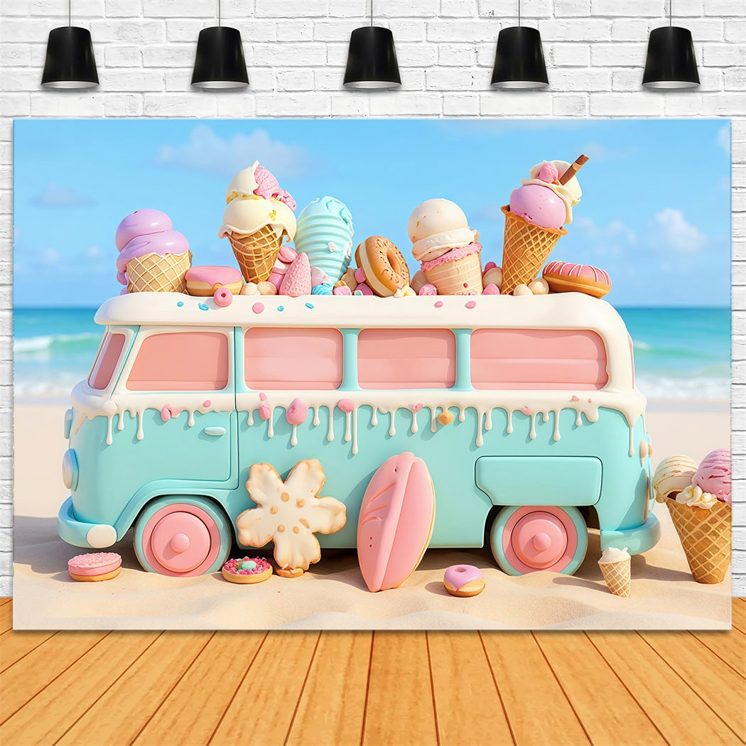 Neugeborenen-Foto-Fotohintergrund Süßigkeiten Pastellfarbenes Eiswagen Kinder-Hintergründe MRR9-20