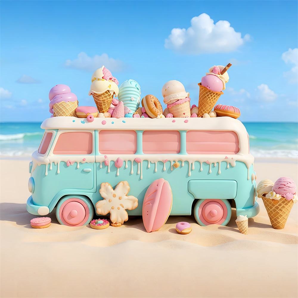 Neugeborenen-Foto-Fotohintergrund Süßigkeiten Pastellfarbenes Eiswagen Kinder-Hintergründe MRR9-20
