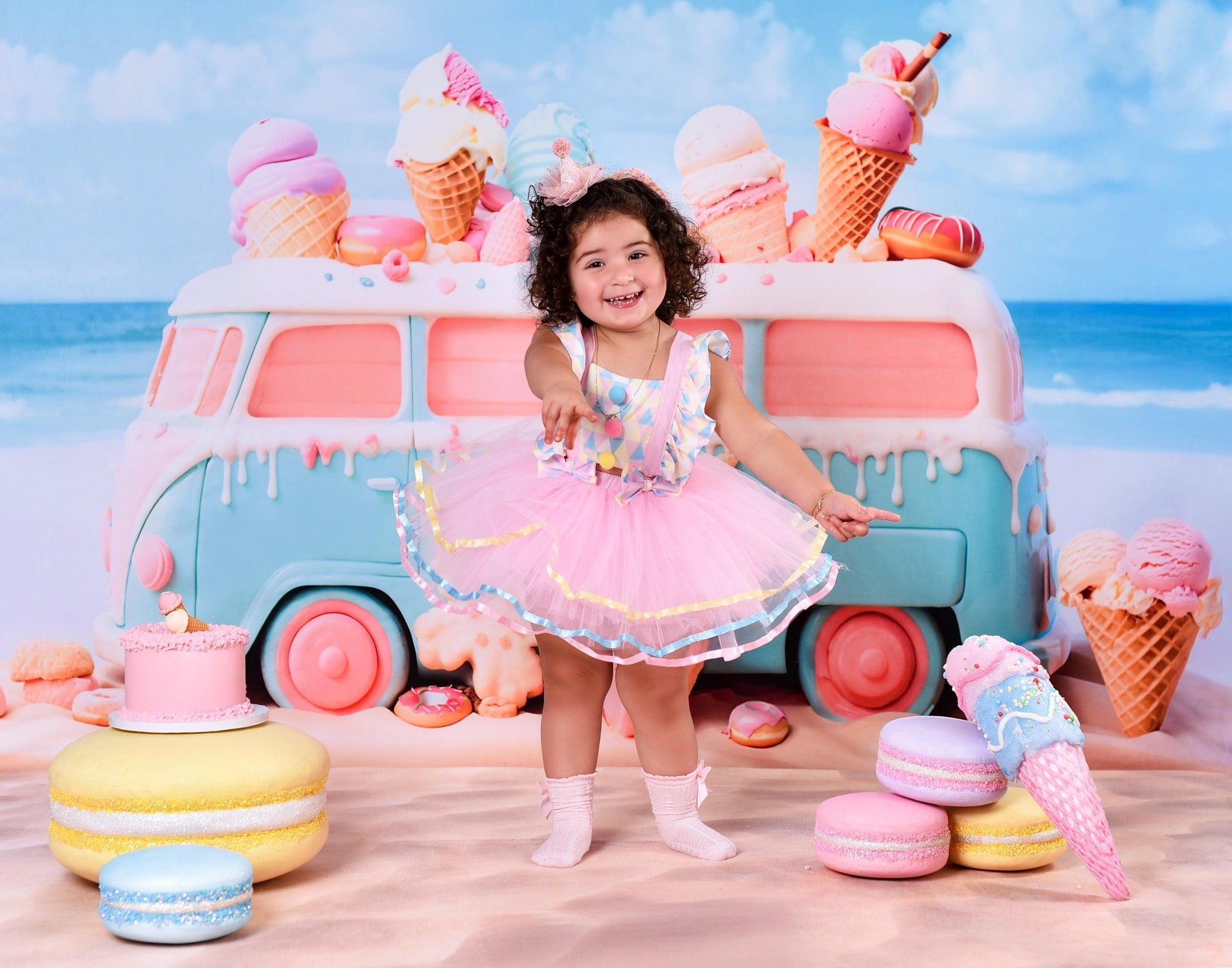 Neugeborenen-Foto-Fotohintergrund Süßigkeiten Pastellfarbenes Eiswagen Kinder-Hintergründe MRR9-20