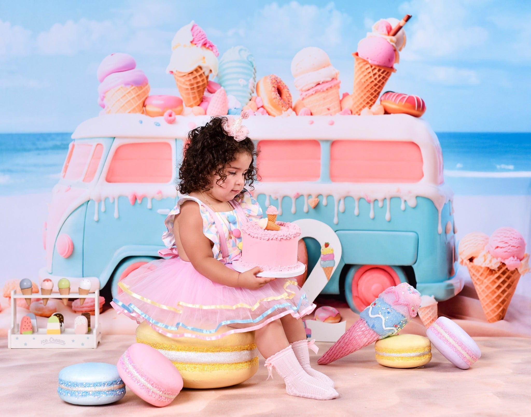 Neugeborenen-Foto-Fotohintergrund Süßigkeiten Pastellfarbenes Eiswagen Kinder-Hintergründe MRR9-20