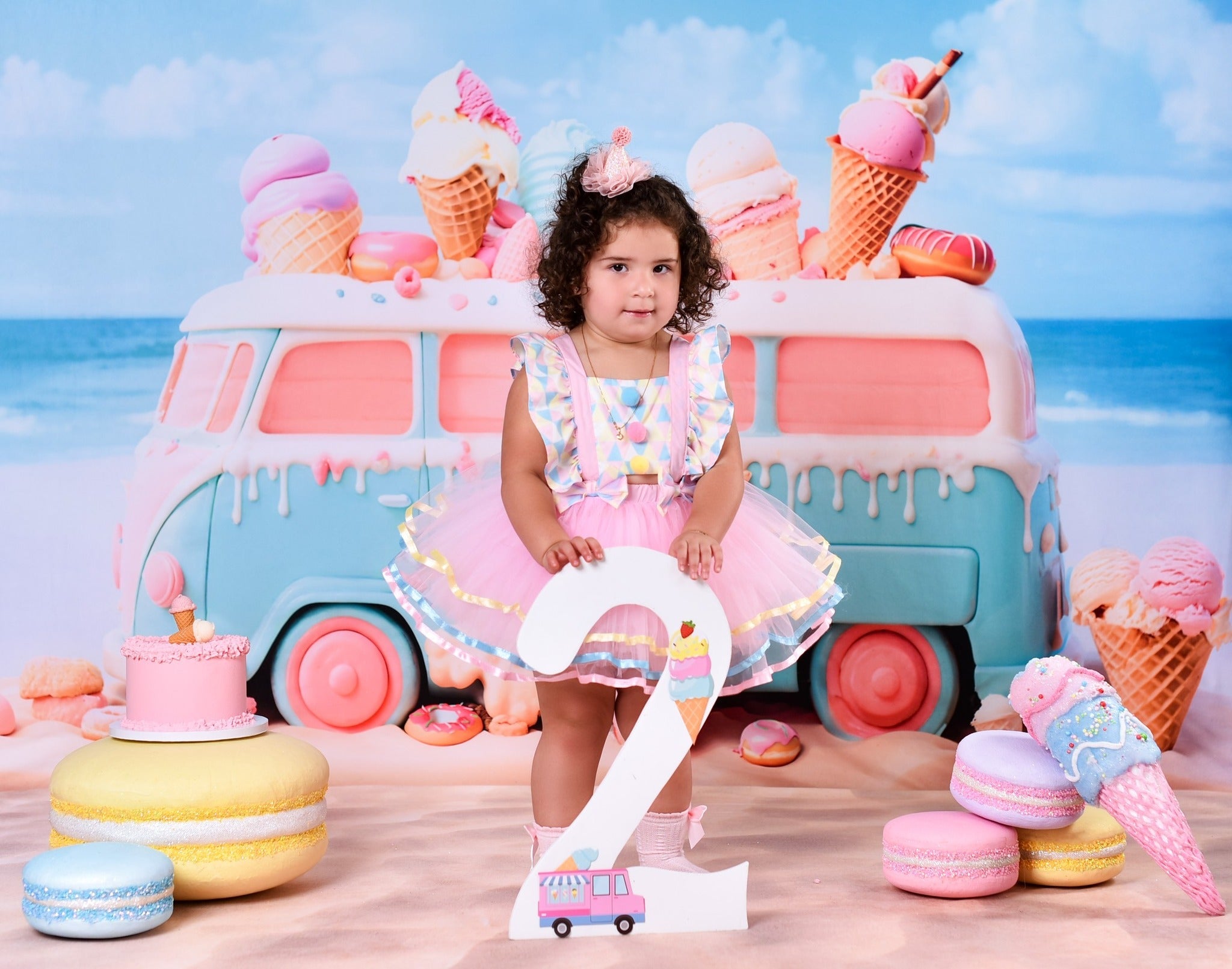 Neugeborenen-Foto-Fotohintergrund Süßigkeiten Pastellfarbenes Eiswagen Kinder-Hintergründe MRR9-20