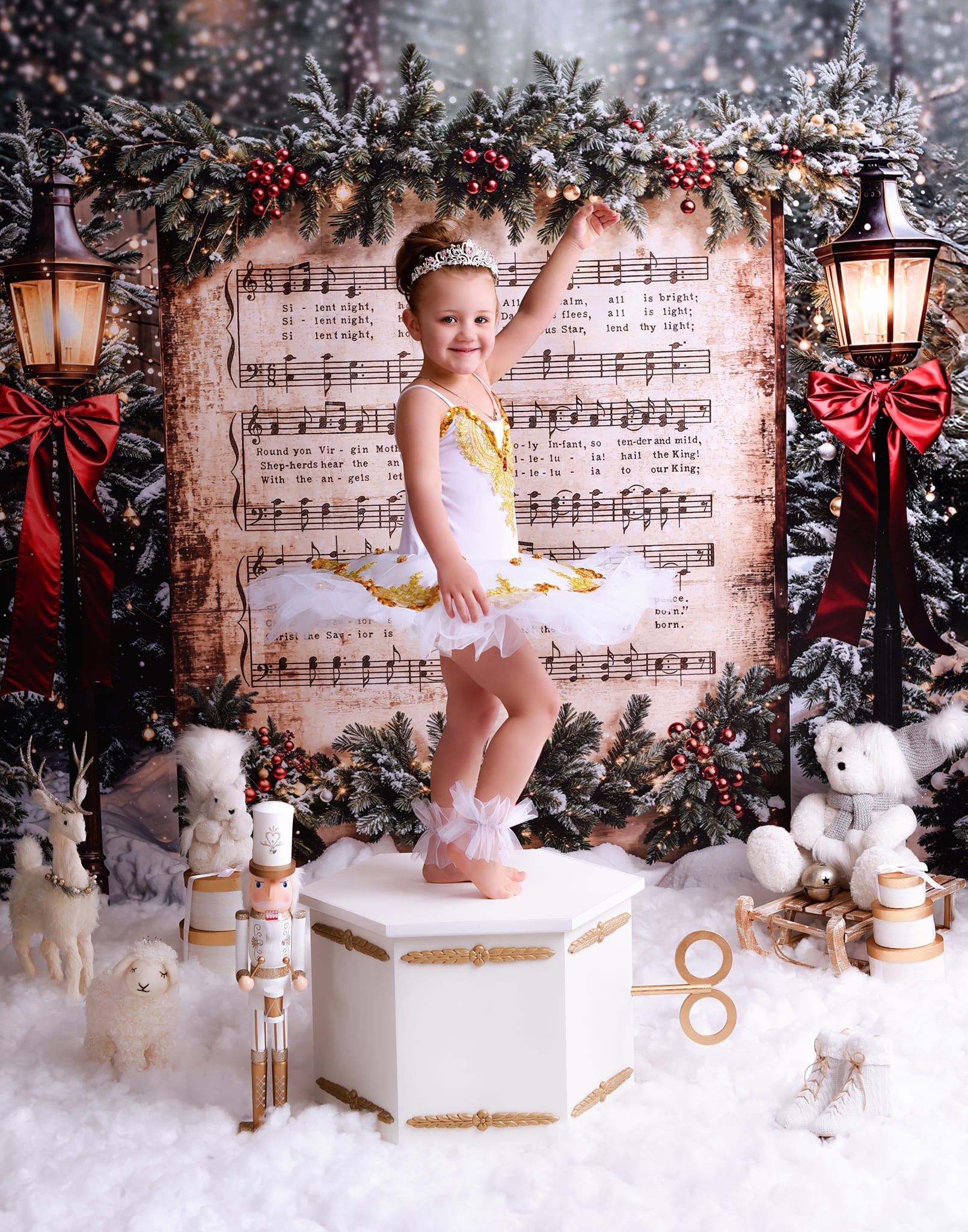 Joy To The World-Fotohintergrund Verschneite Weihnachtslieder Musik Weihnachts-Fotohintergrund MRR9-24