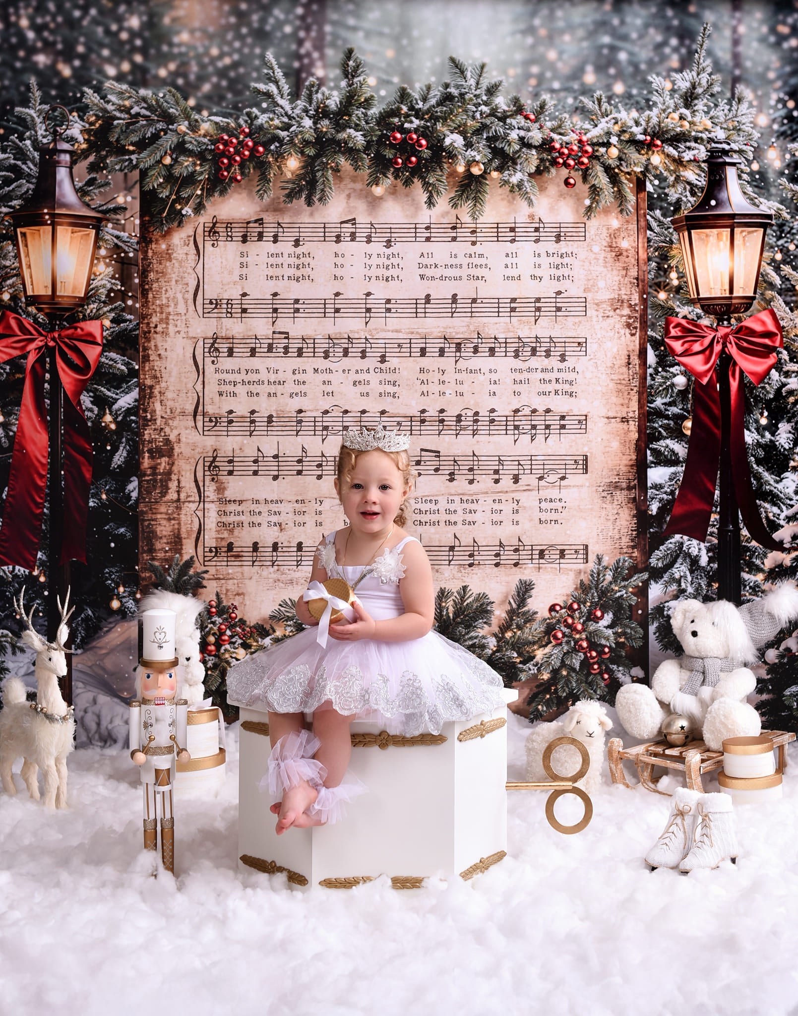 Joy To The World-Fotohintergrund Verschneite Weihnachtslieder Musik Weihnachts-Fotohintergrund MRR9-24