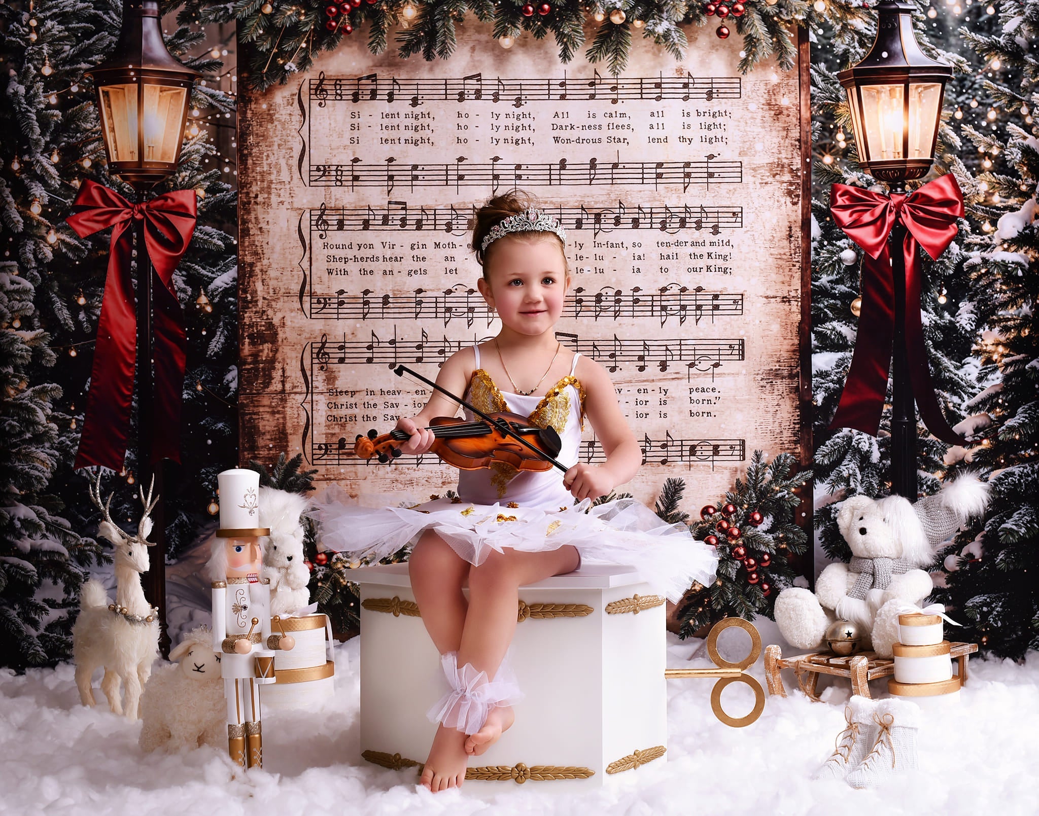 Joy To The World-Fotohintergrund Verschneite Weihnachtslieder Musik Weihnachts-Fotohintergrund MRR9-24