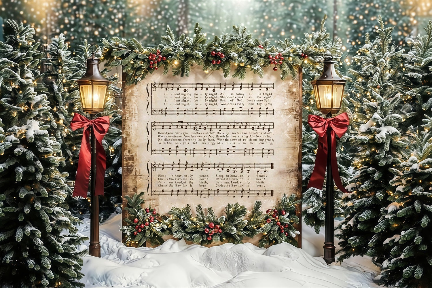 Joy To The World-Fotohintergrund Verschneite Weihnachtslieder Musik Weihnachts-Fotohintergrund MRR9-24
