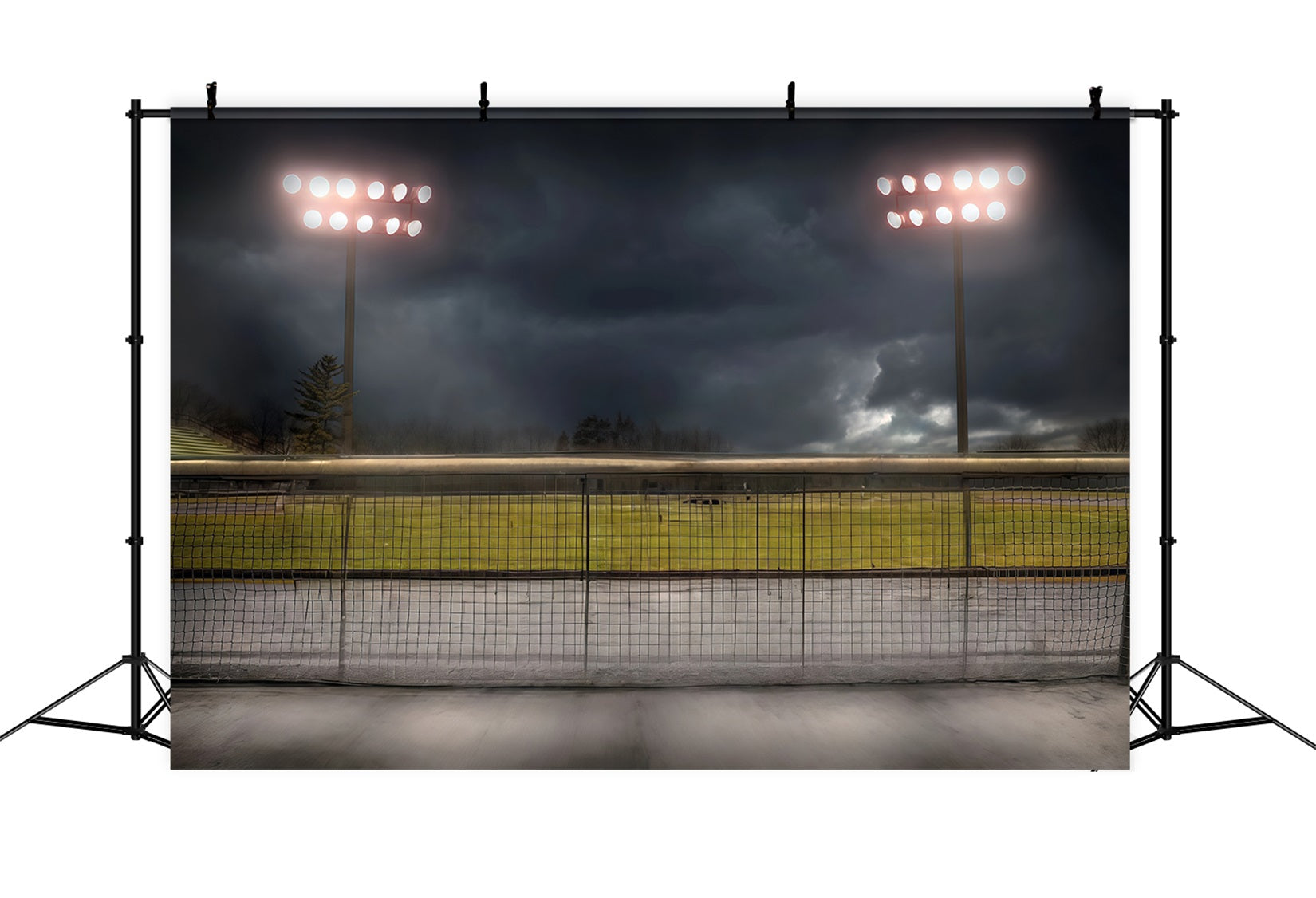 Fußballfeld-Fotohintergrund Stadionbeleuchtung Dunkler Himmel Sport-Fotohintergrund MRR9-32