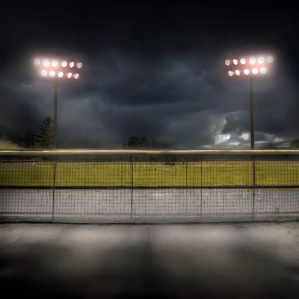 Fußballfeld-Fotohintergrund Stadionbeleuchtung Dunkler Himmel Sport-Fotohintergrund MRR9-32